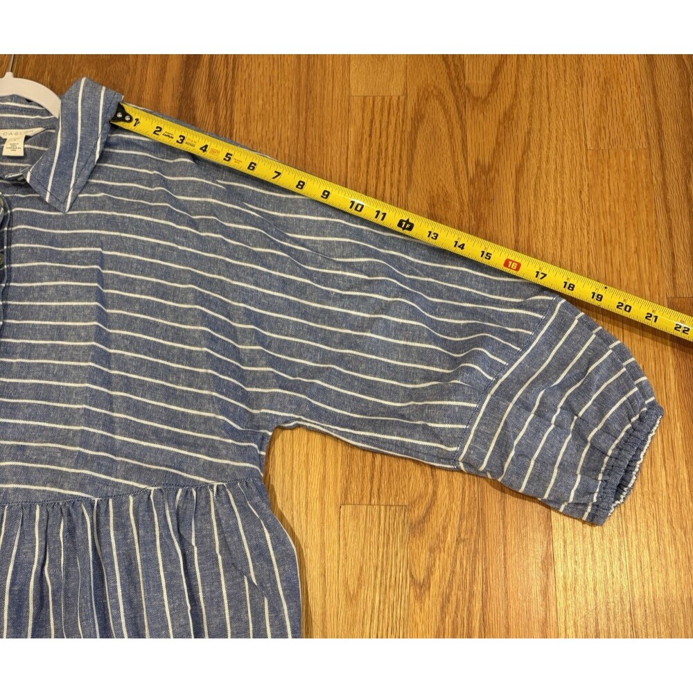 Caslon Shirt Dress Women's Large 3/4 Sleeve Blue Stripe Pockets Linen Blend NEW - Picture 5 of 11